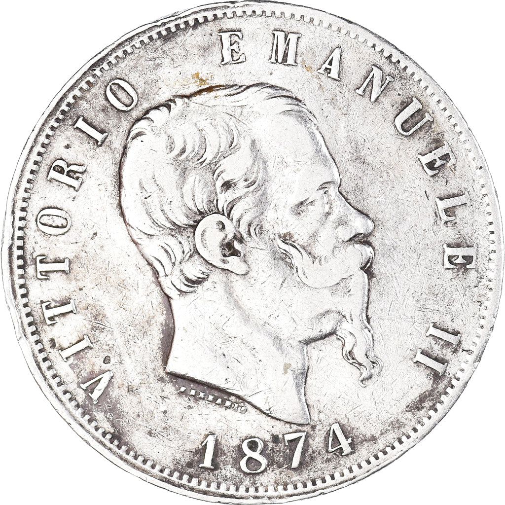 Münze, Italien, Vittorio Emanuele II, 5 Lire, 1874, Milan, S, Silber, KM:8.3