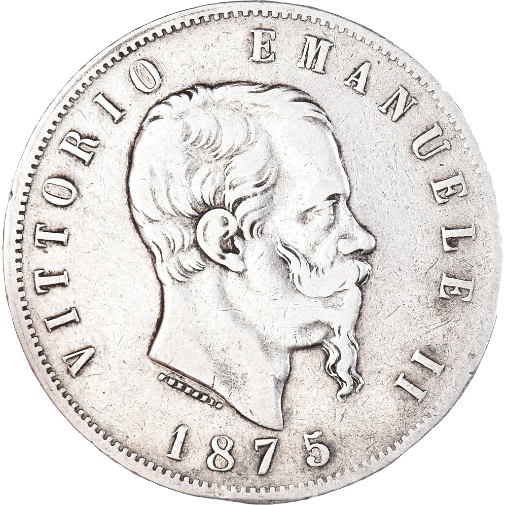 Monnaie, Italie, Vittorio Emanuele II, 5 Lire, 1875, Milan, TB+, Argent, KM:8.3