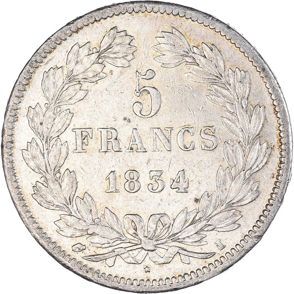 Coin, France, Louis-Philippe, 5 Francs, 1834, Limoges, EF(40-45), Silver