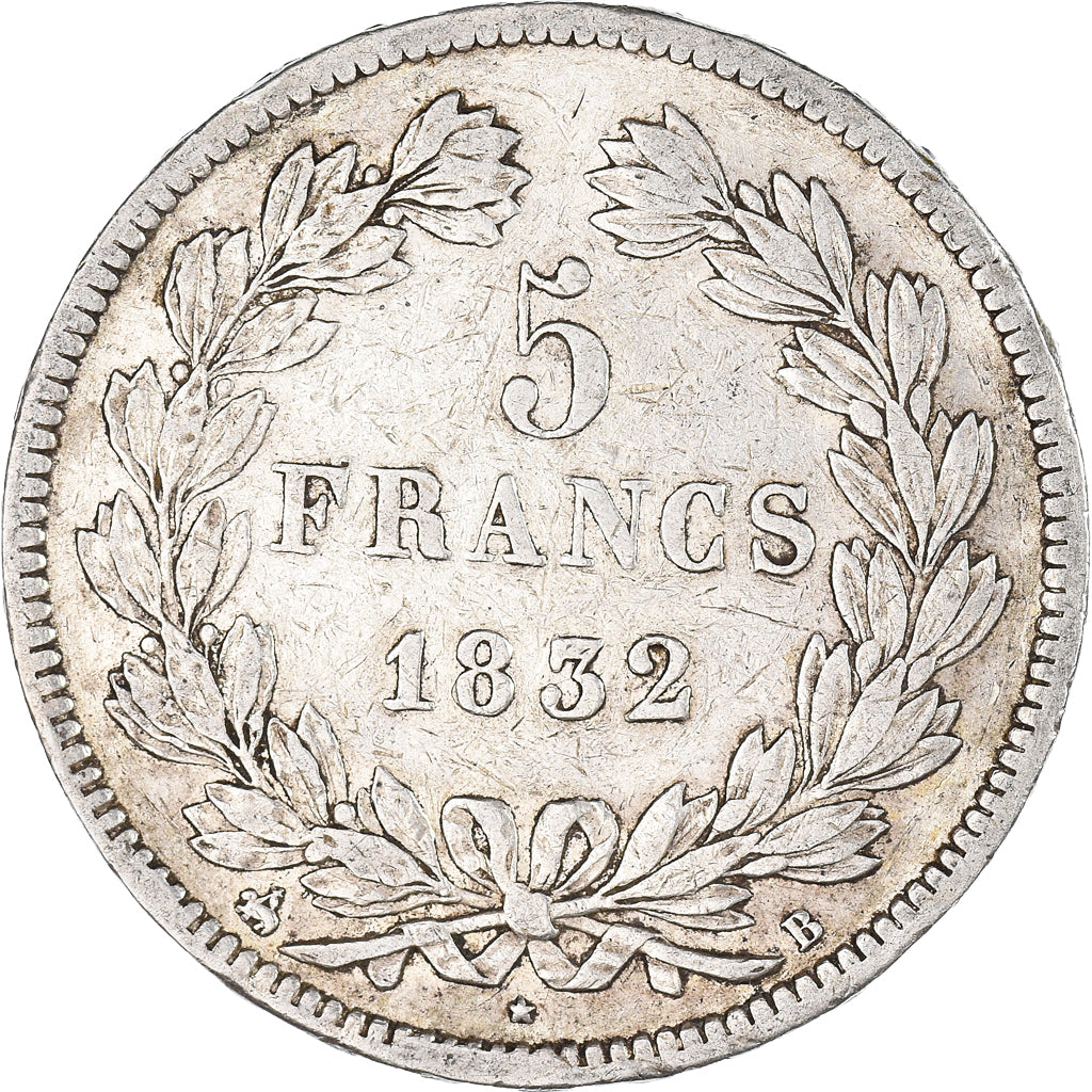 Coin, France, Louis-Philippe, 5 Francs, 1832, Rouen, VF(30-35), Silver