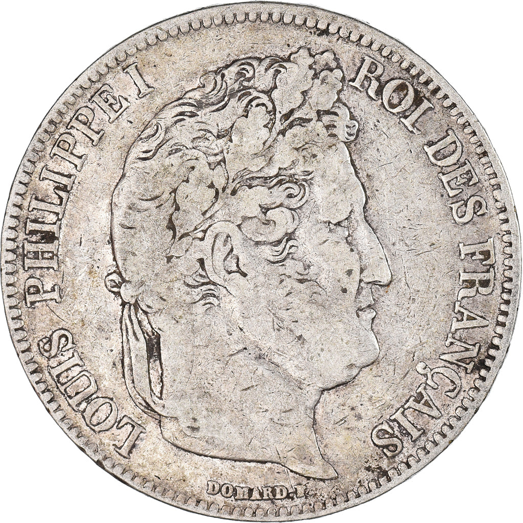 Moneta, Francia, Louis-Philippe, 5 Francs, 1832, Marseille, MB+, Argento