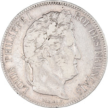 Coin, France, Louis-Philippe, 5 Francs, 1833, Rouen, VF(20-25), Silver