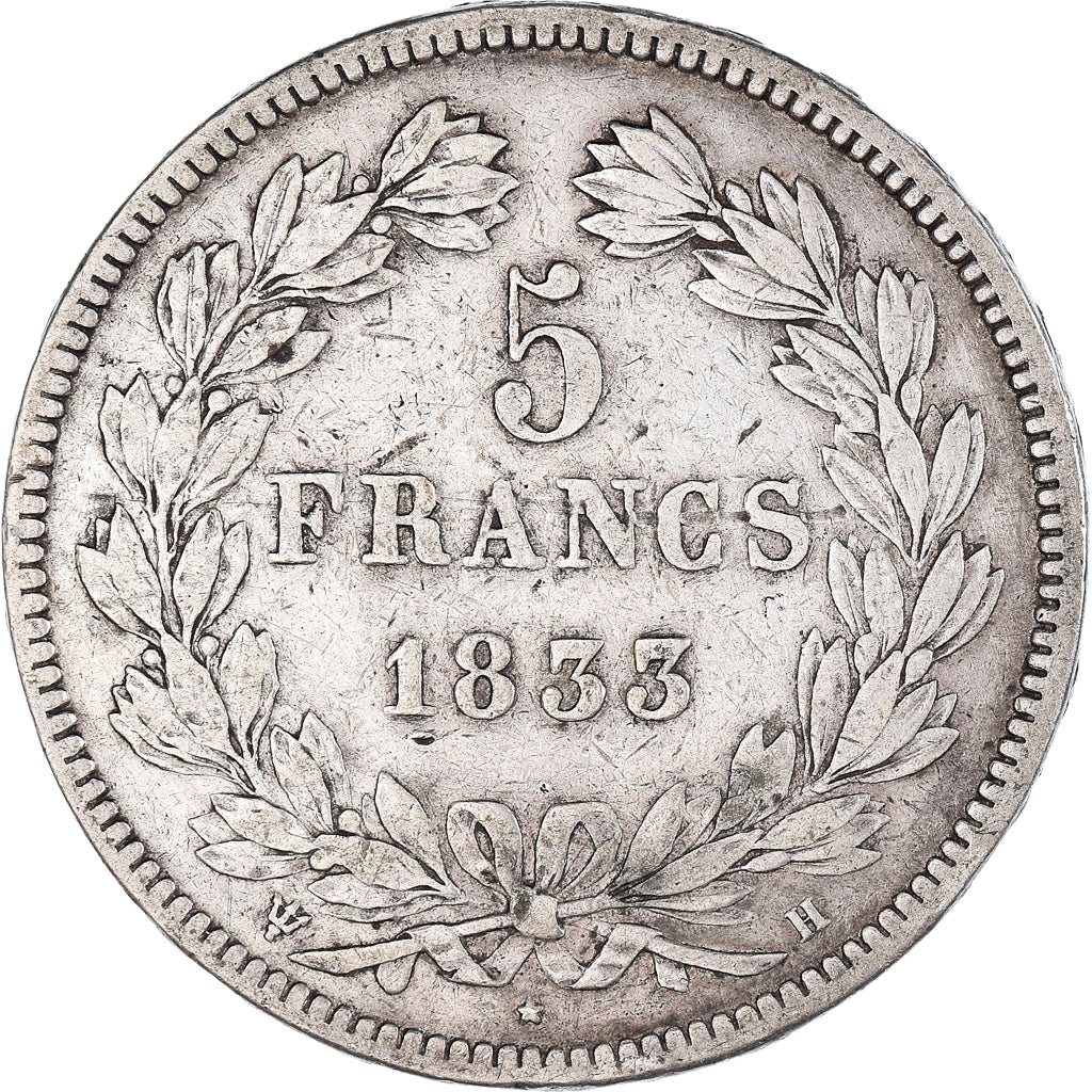 Coin, France, Louis-Philippe, 5 Francs, 1833, La Rochelle, VF(20-25), Silver