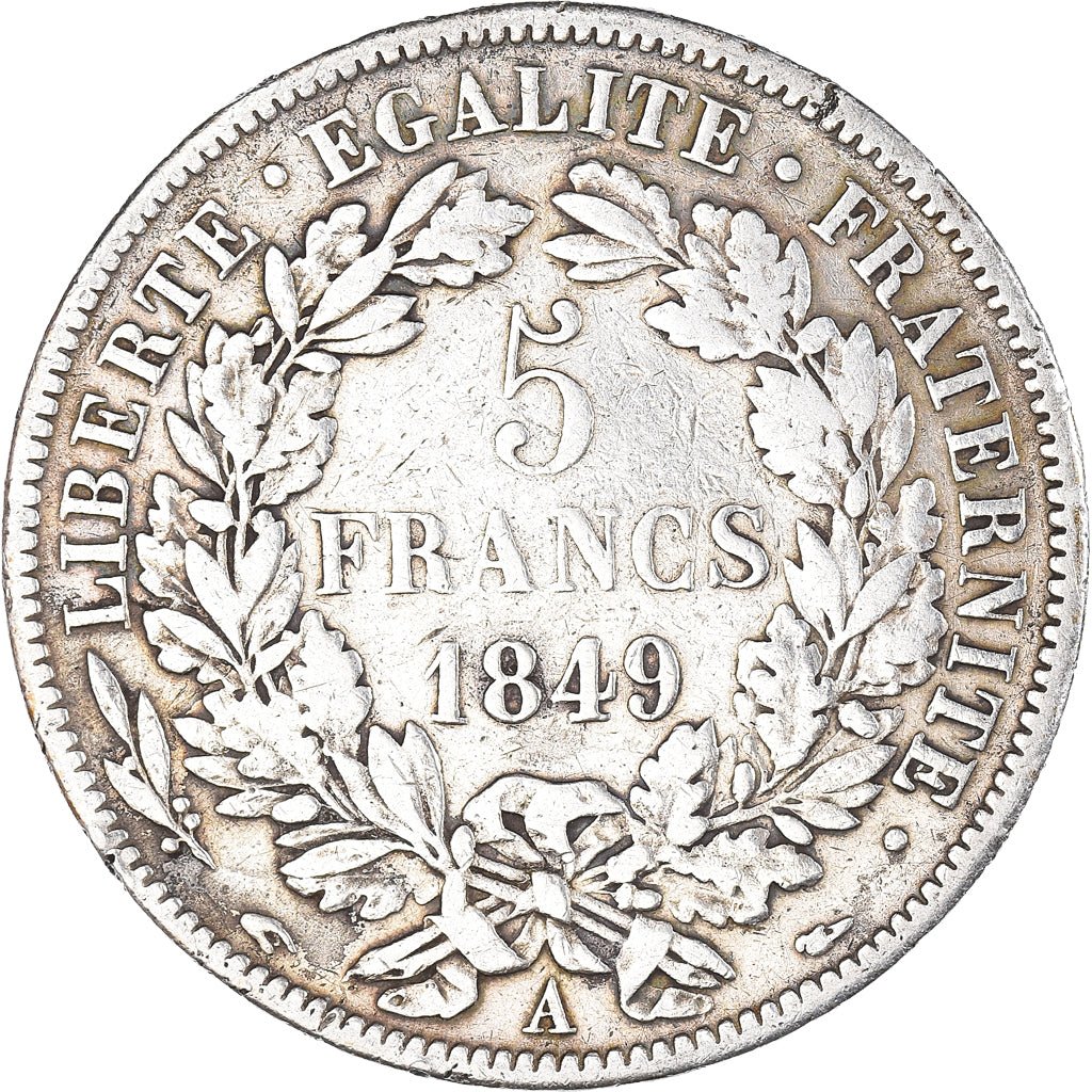 Coin, France, Cérès, 5 Francs, 1849, Paris, VF(20-25), Silver, KM:761.1