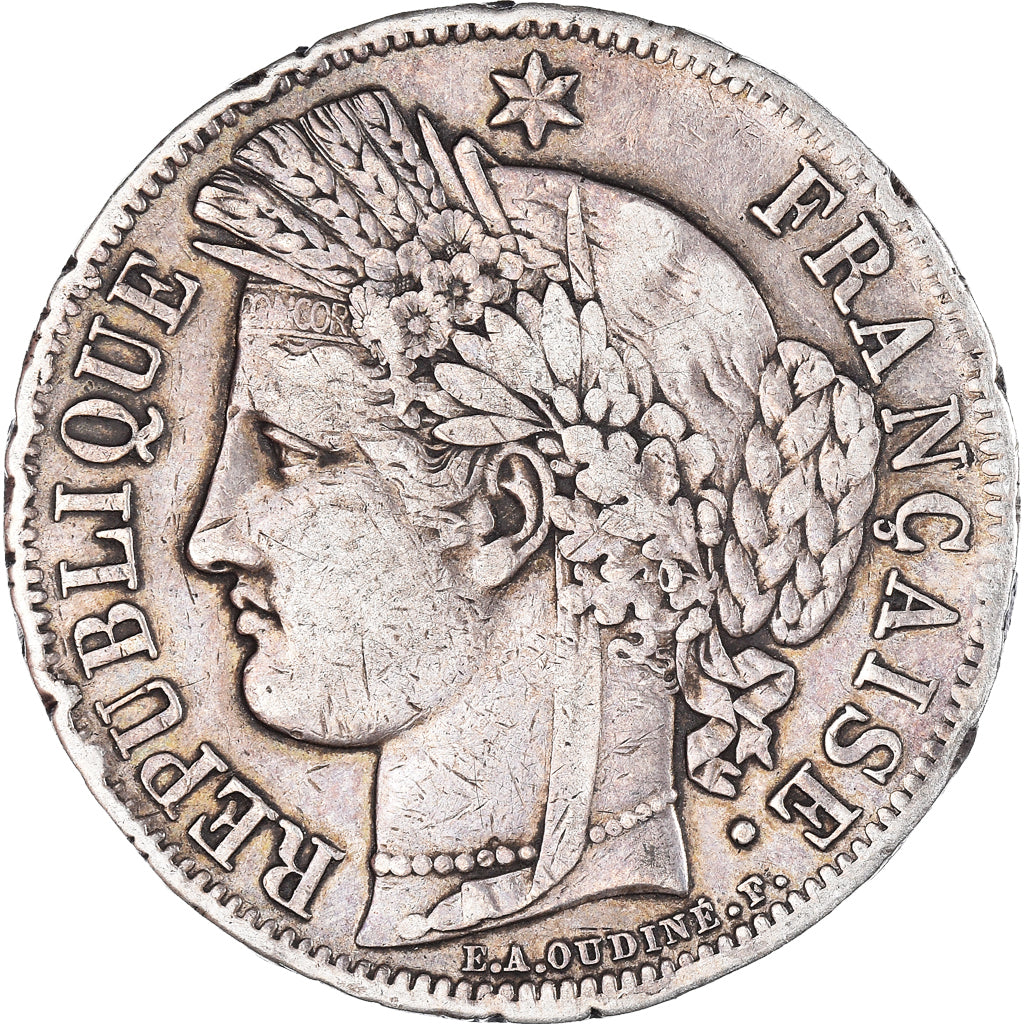 Moneta, Francia, Cérès, 5 Francs, 1849, Paris, MB+, Argento, KM:761.1