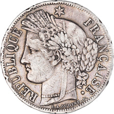 Moneta, Francia, Cérès, 5 Francs, 1849, Paris, MB+, Argento, KM:761.1