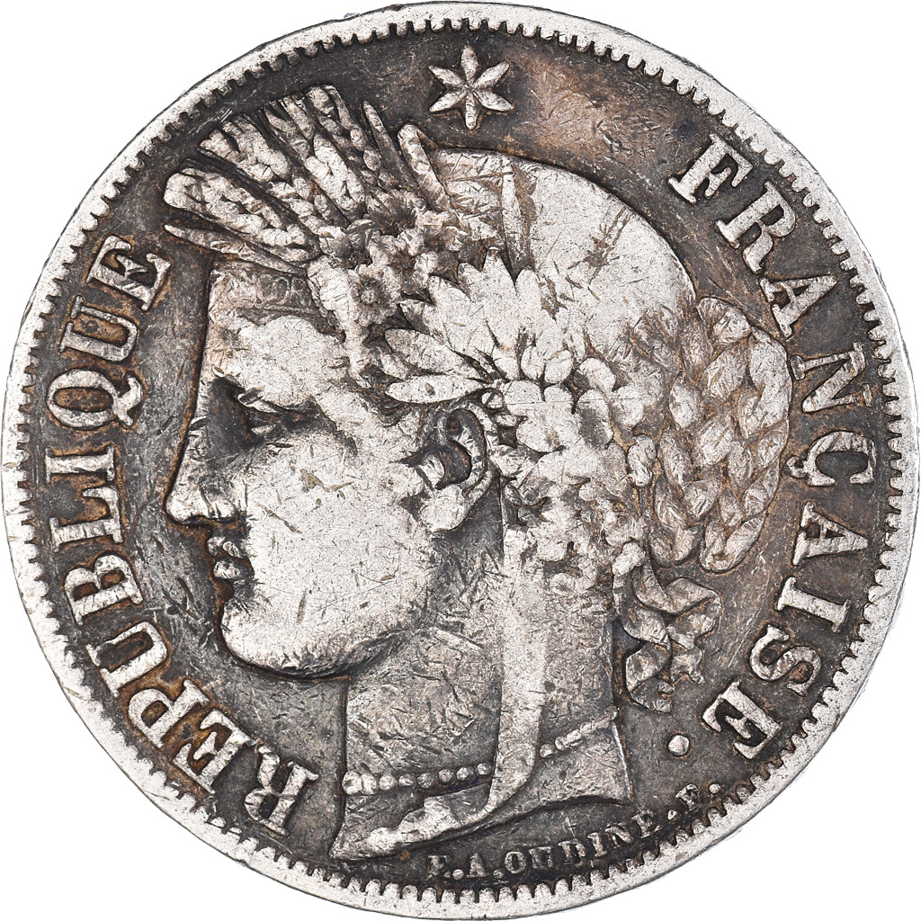 Moneta, Francia, Cérès, 5 Francs, 1849, Paris, MB, Argento, KM:761.1
