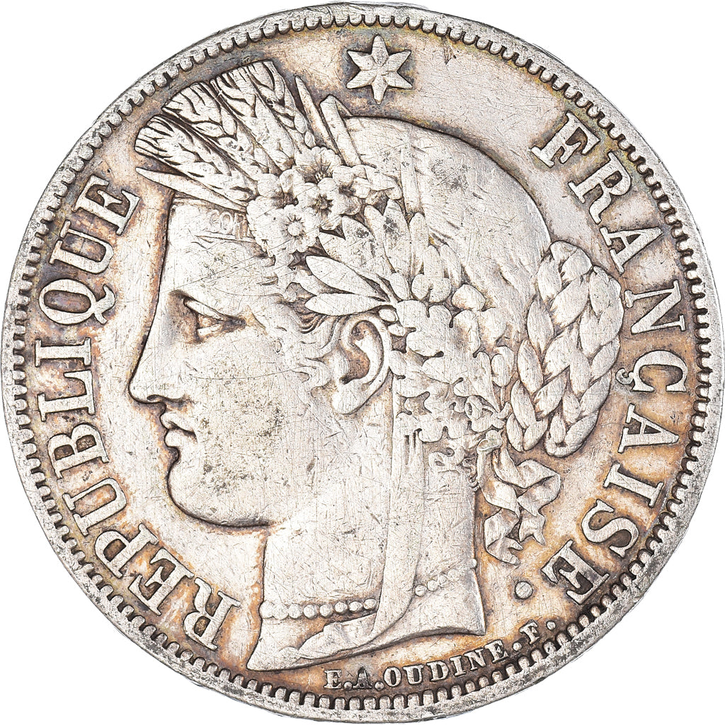 Moneta, Francia, Cérès, 5 Francs, 1850, Paris, MB+, Argento, KM:761.1