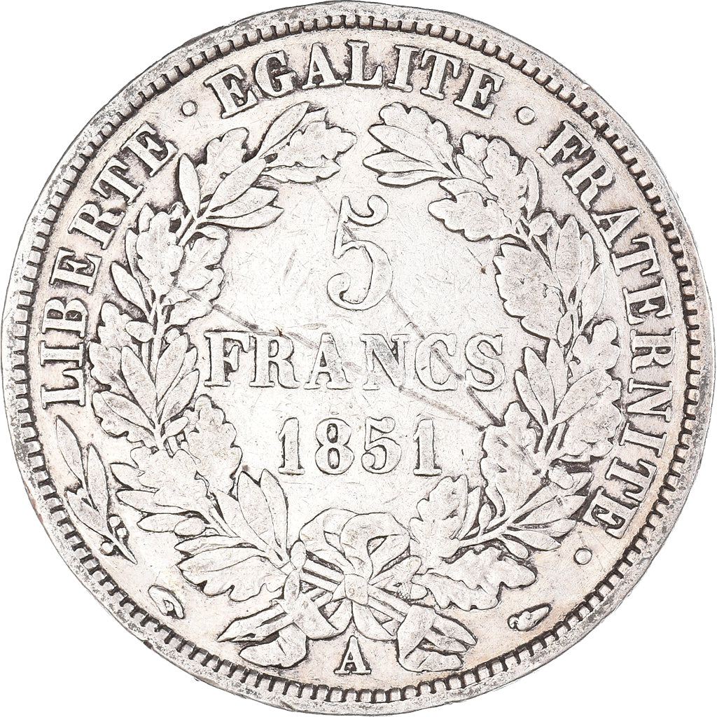 Coin, France, Cérès, 5 Francs, 1851, Paris, VF(20-25), Silver, KM:761.1