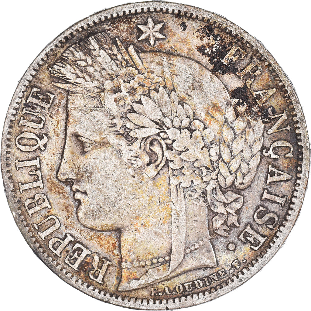 Moneta, Francia, Cérès, 5 Francs, 1870, Paris, MB+, Argento, KM:819