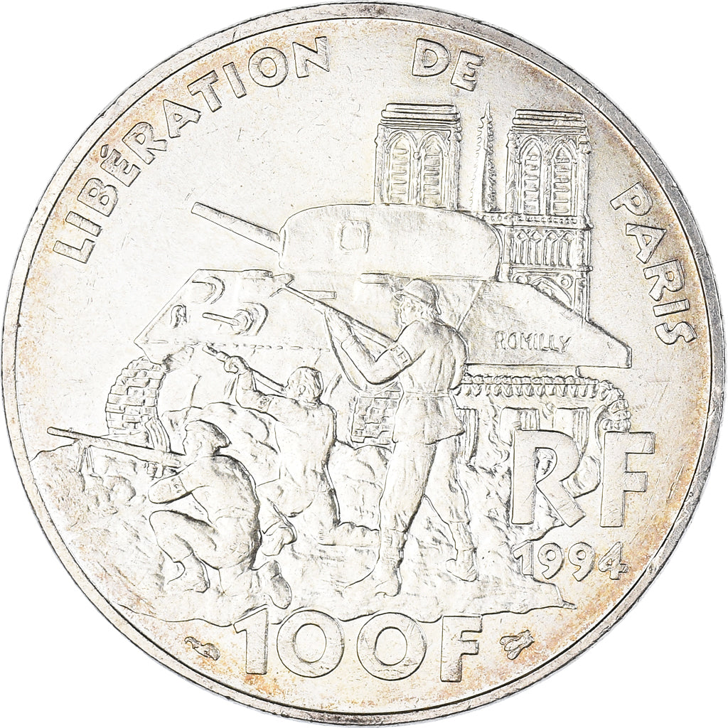Coin, France, Libération de Paris, 100 Francs, 1994, Paris, MS(63), Silver