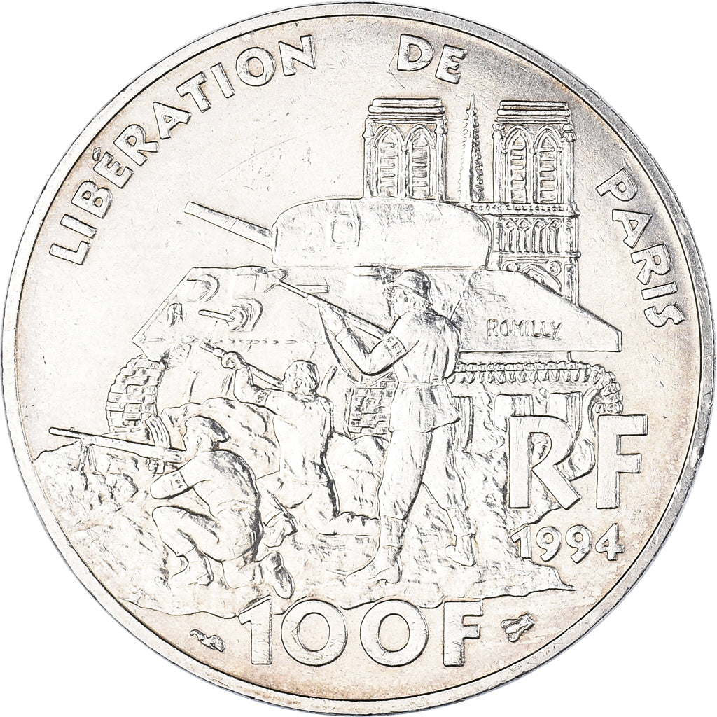 Coin, France, Libération de Paris, 100 Francs, 1994, Paris, MS(63), Silver