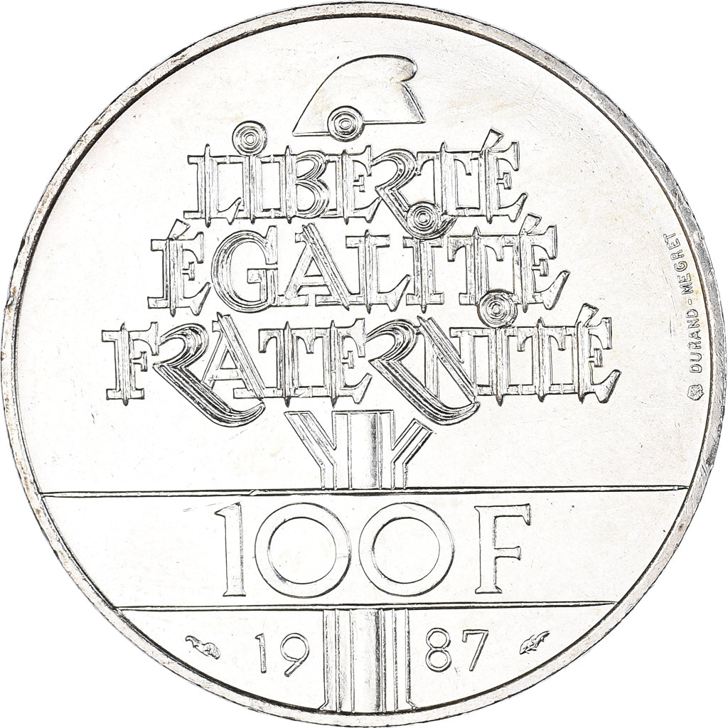 Coin, France, Lafayette, 100 Francs, 1987, Paris, MS(60-62), Silver, KM:962