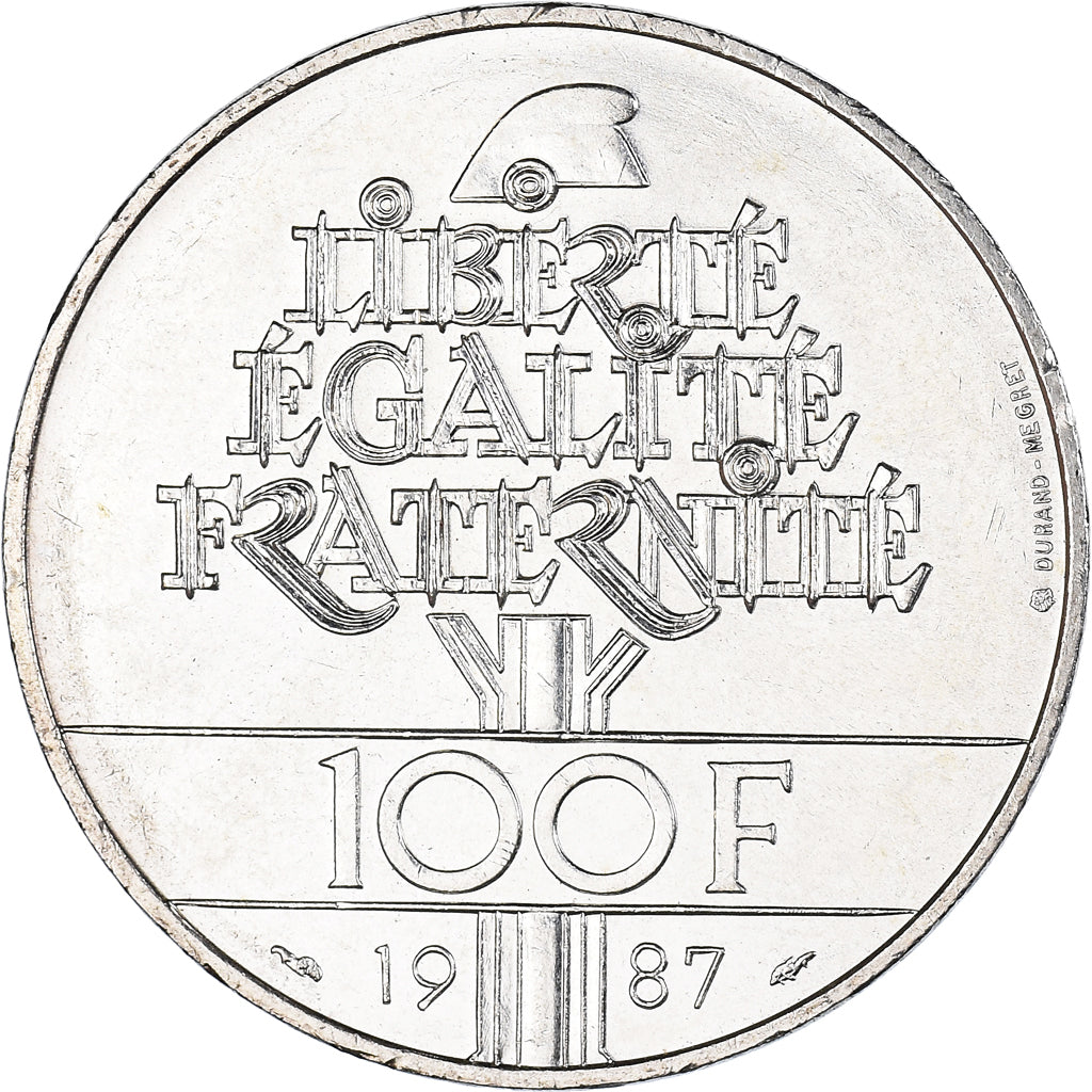 Coin, France, Lafayette, 100 Francs, 1987, Paris, MS(60-62), Silver, KM:962