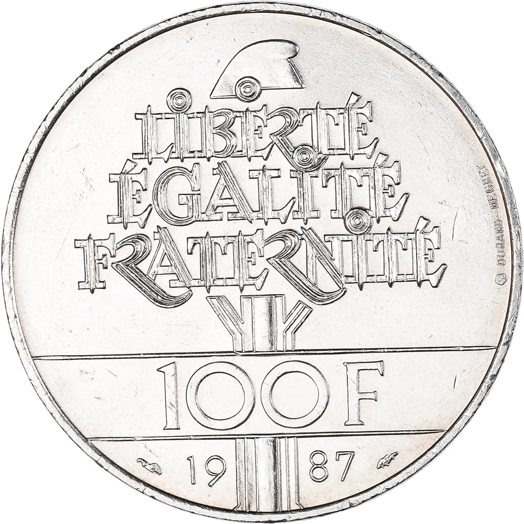 Coin, France, Lafayette, 100 Francs, 1987, Paris, MS(60-62), Silver, KM:962