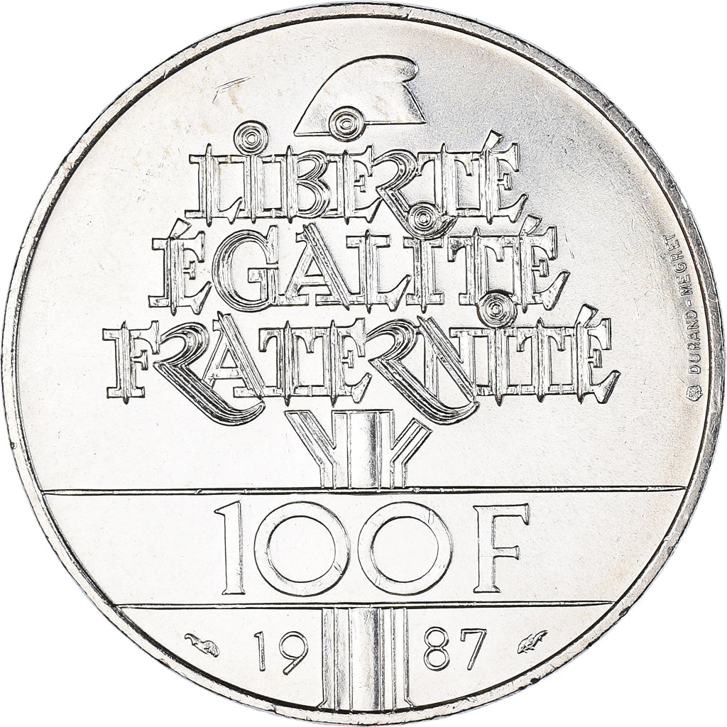 Munten, Frankrijk, Lafayette, 100 Francs, 1987, Paris, PR+, Zilver, KM:962
