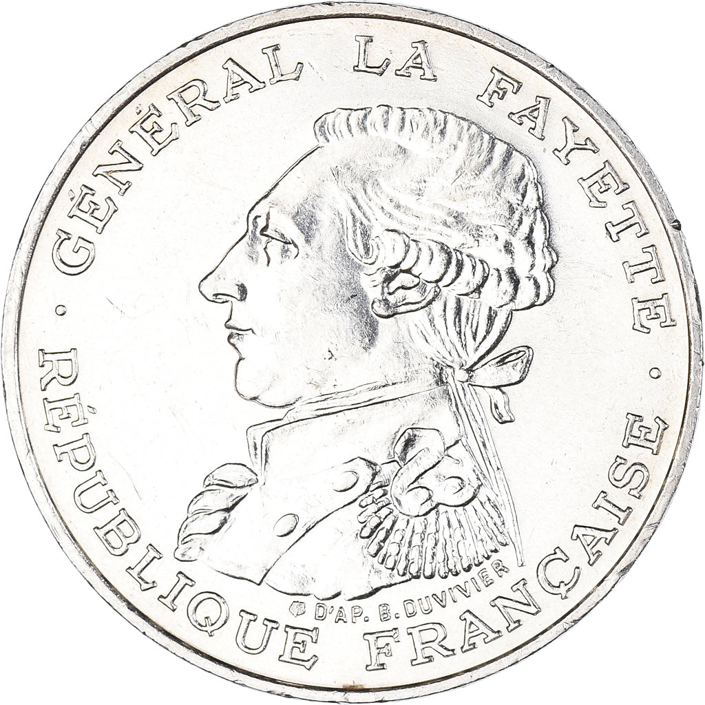 Munten, Frankrijk, Lafayette, 100 Francs, 1987, PR, Zilver, KM:962, Gadoury:902