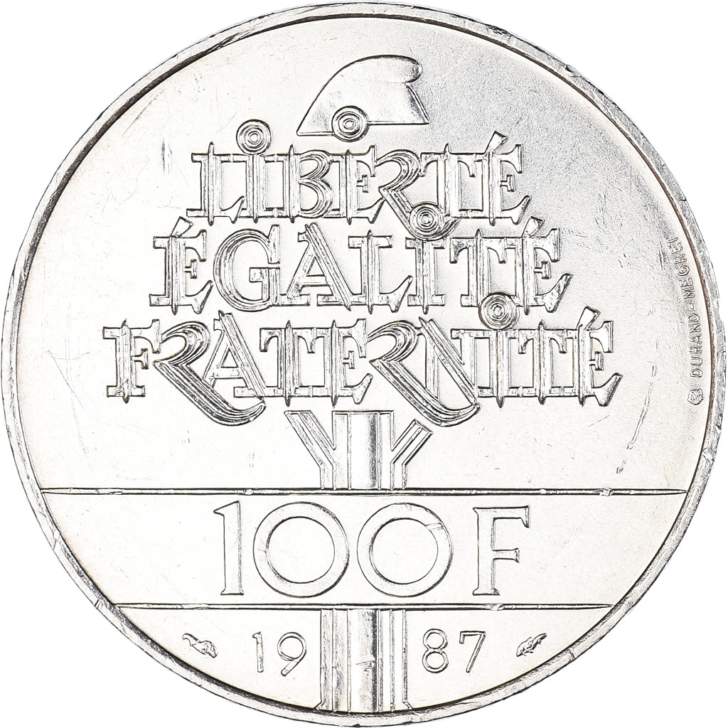 Munten, Frankrijk, Lafayette, 100 Francs, 1987, PR, Zilver, KM:962, Gadoury:902