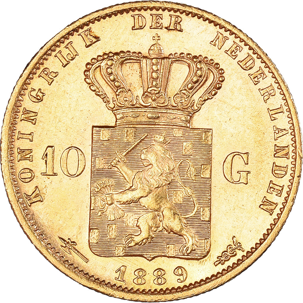 Monnaie, Pays-Bas, William III, 10 Gulden, 1889, Utrecht, SPL, Or, KM:106
