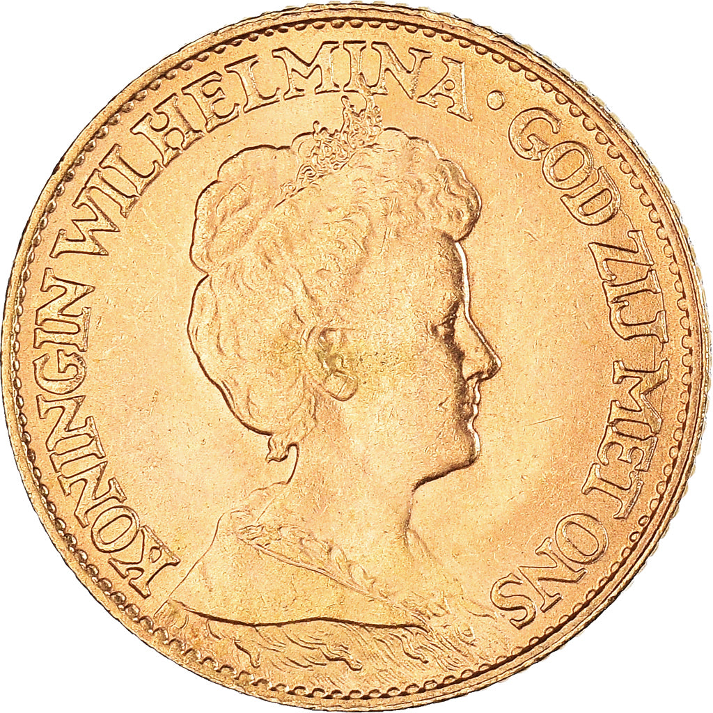 Moneda, Países Bajos, Wilhelmina I, 10 Gulden, 1917, EBC, Oro, KM:149