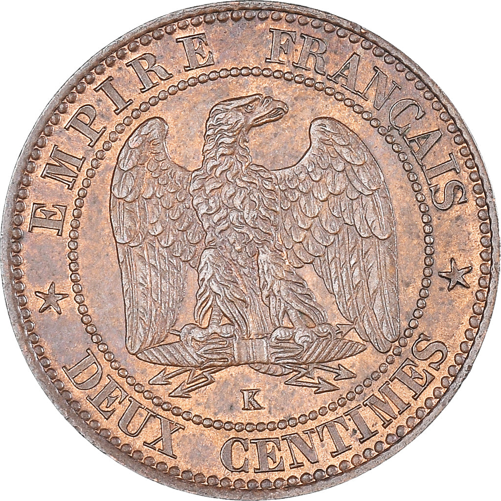 Moneta, Francia, Napoleon III, Napoléon III, 2 Centimes, 1862, Bordeaux, BB+
