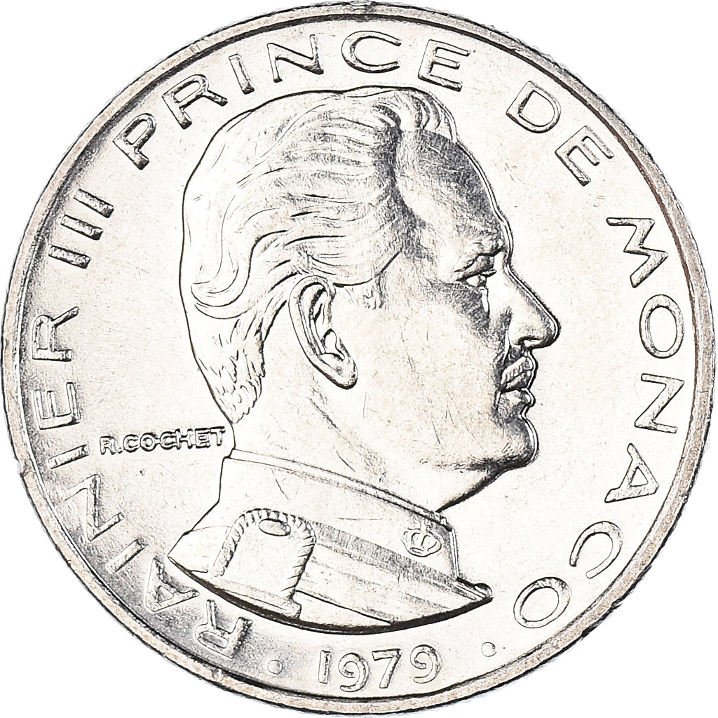 Coin, Monaco, Rainier III, 1/2 Franc, 1979, AU(55-58), Nickel, KM:145