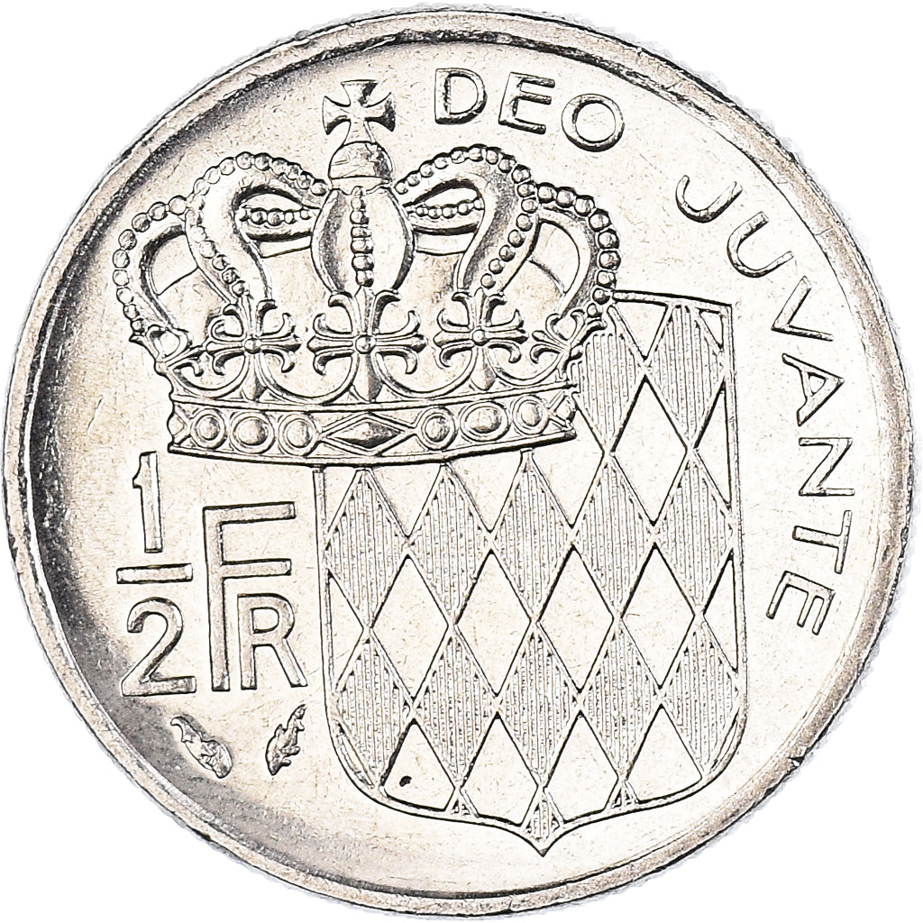 Coin, Monaco, Rainier III, 1/2 Franc, 1989, MS(63), Nickel, KM:145, Gadoury:MC