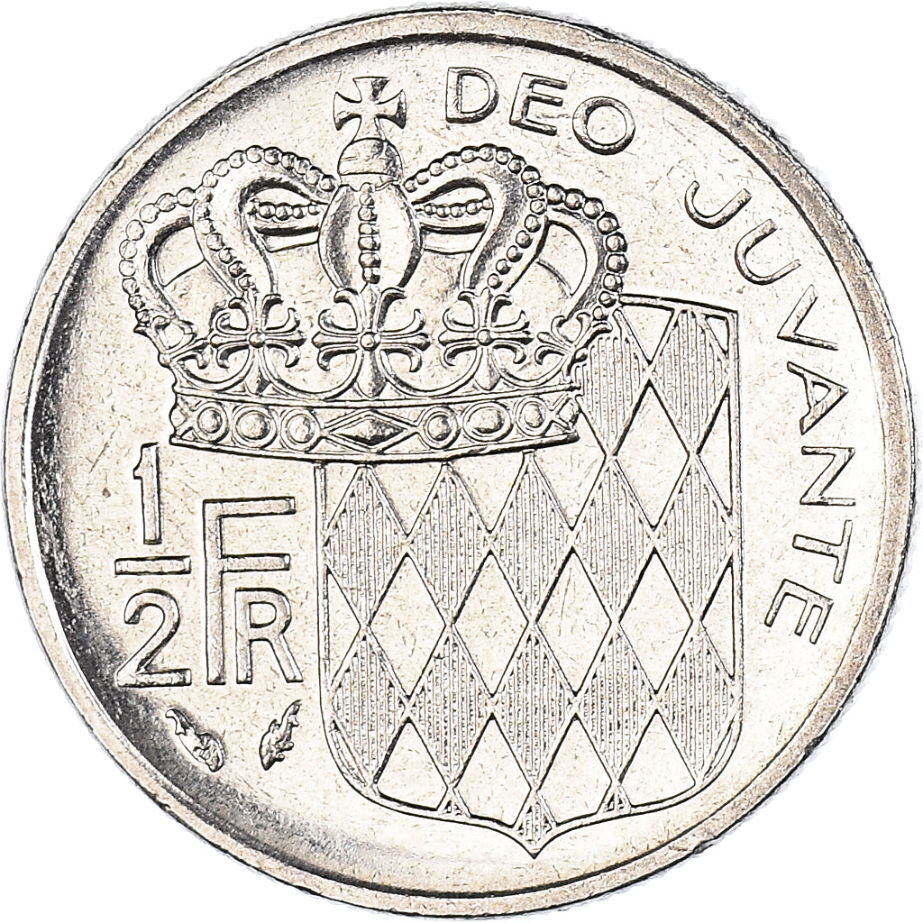 Coin, Monaco, Rainier III, 1/2 Franc, 1989, MS(63), Nickel, KM:145, Gadoury:MC