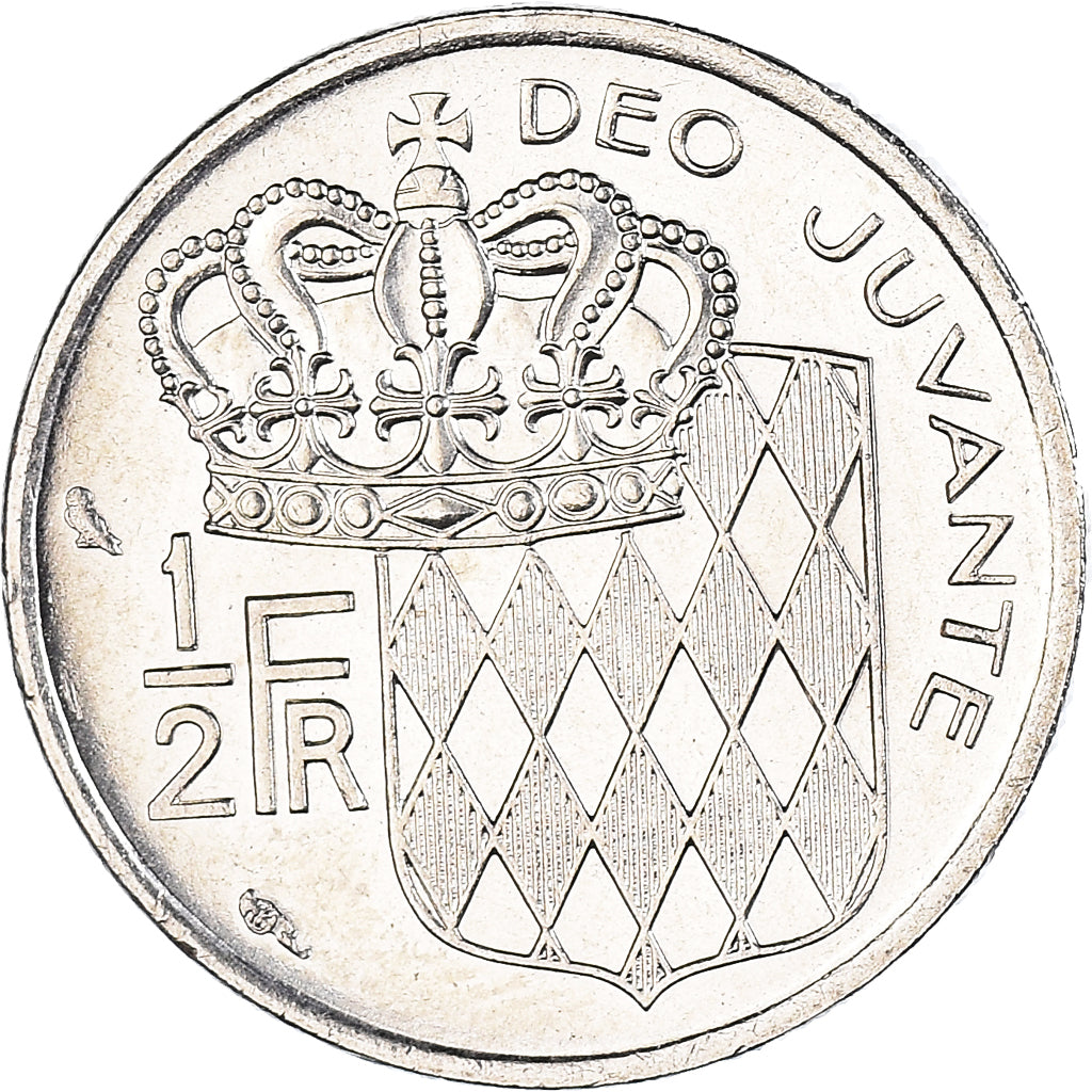 Coin, Monaco, Rainier III, 1/2 Franc, 1974, AU(55-58), Nickel, KM:145