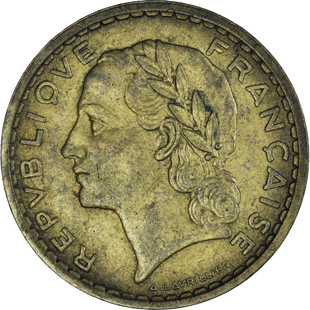 Munten, Frankrijk, Lavrillier, 5 Francs, 1938, FR, Aluminum-Bronze, KM:888a.1