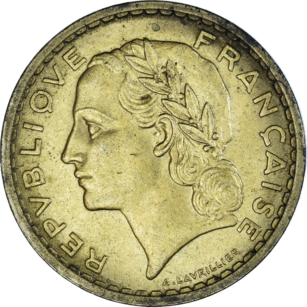 Munten, Frankrijk, Lavrillier, 5 Francs, 1938, FR, Aluminum-Bronze, KM:888a.1