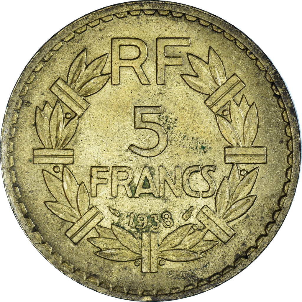 Munten, Frankrijk, Lavrillier, 5 Francs, 1938, FR, Aluminum-Bronze, KM:888a.1