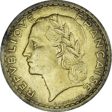 Moneta, Francja, Lavrillier, 5 Francs, 1938, VF(20-25), Aluminium-Brąz