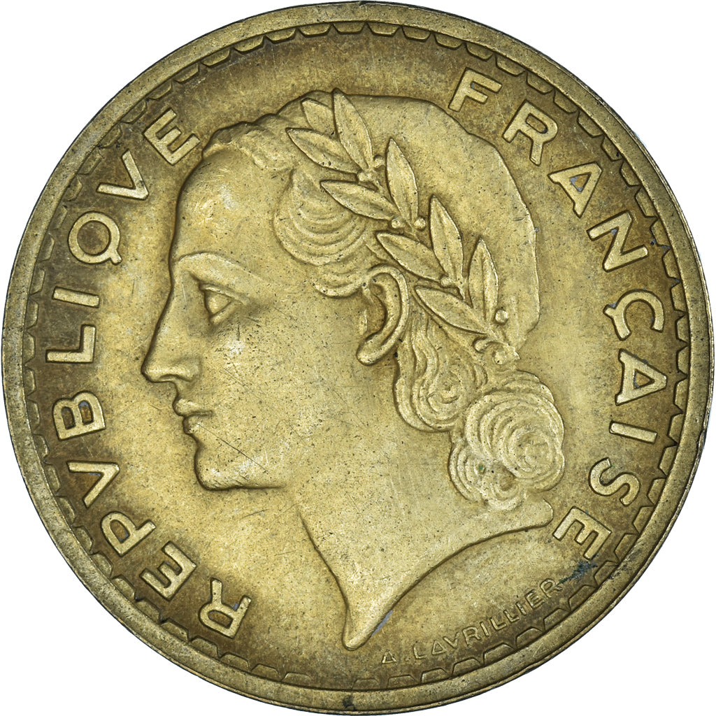 Moneda, Francia, Lavrillier, 5 Francs, 1938, BC+, Aluminio - bronce, KM:888a.1