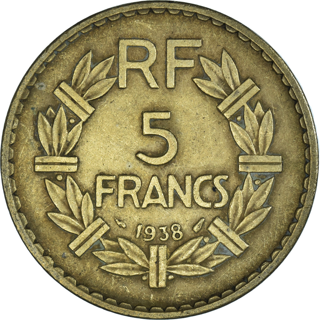 Moneta, Francja, Lavrillier, 5 Francs, 1938, VF(20-25), Aluminium-Brąz