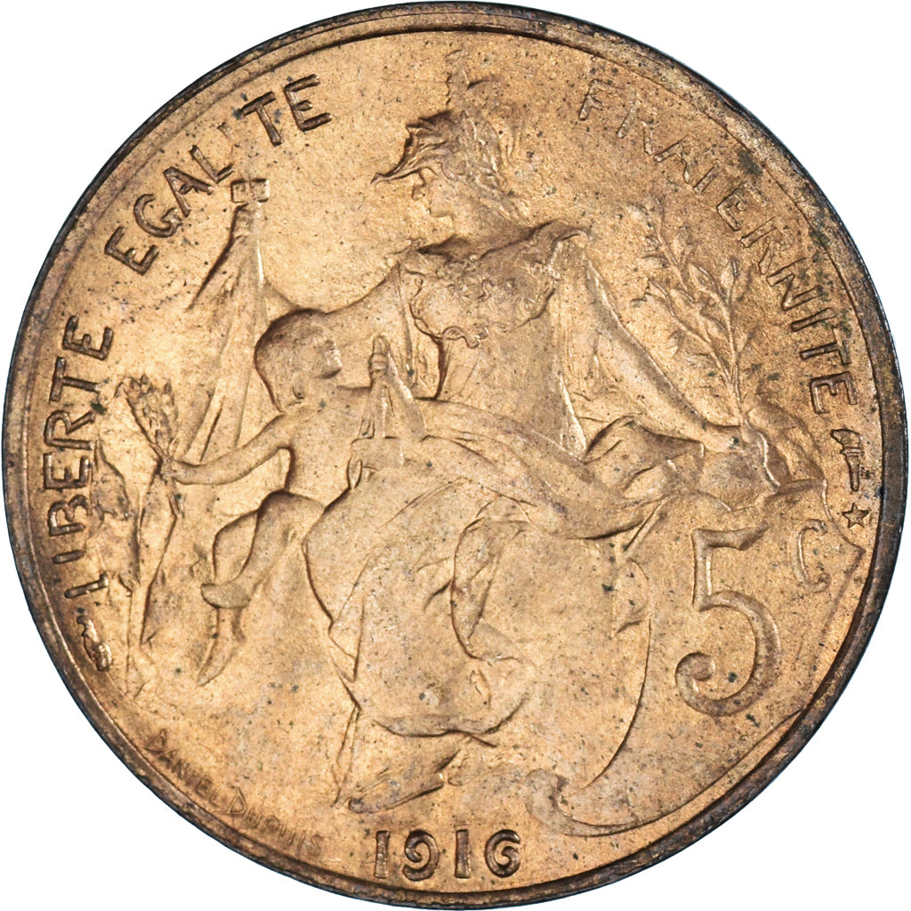Coin, France, Dupuis, 5 Centimes, 1916, Paris, AU(50-53), Bronze, KM:842, Le