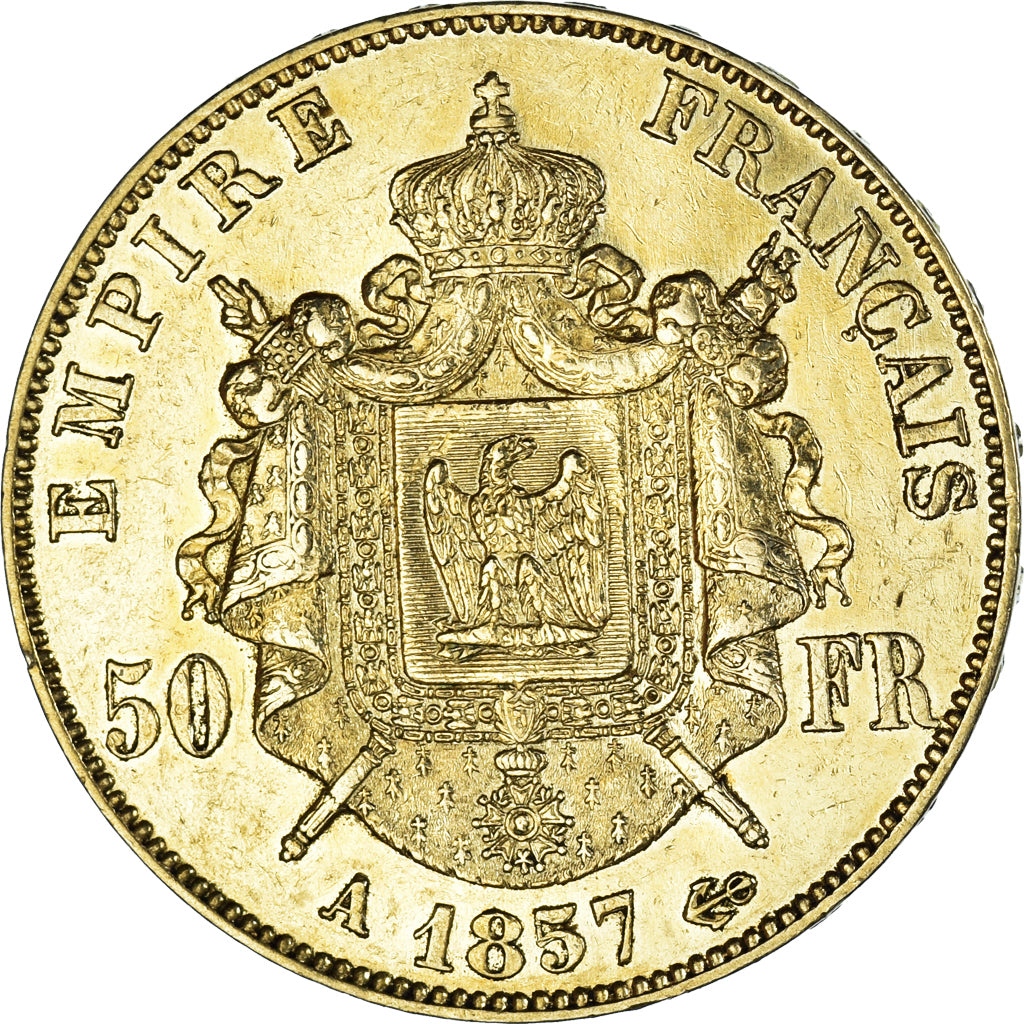 Münze, Frankreich, Napoleon III, 50 Francs, 1857, Paris, SS+, Gold, KM:785.1