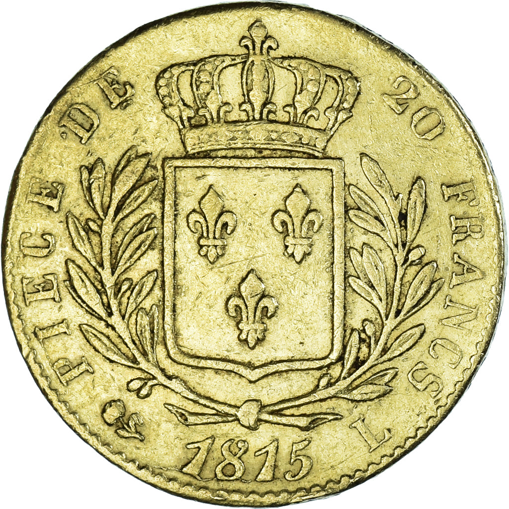 Moneta, Francja, Louis XVIII, Louis XVIII, 20 Francs, 1815, Bayonne, EF(40-45)