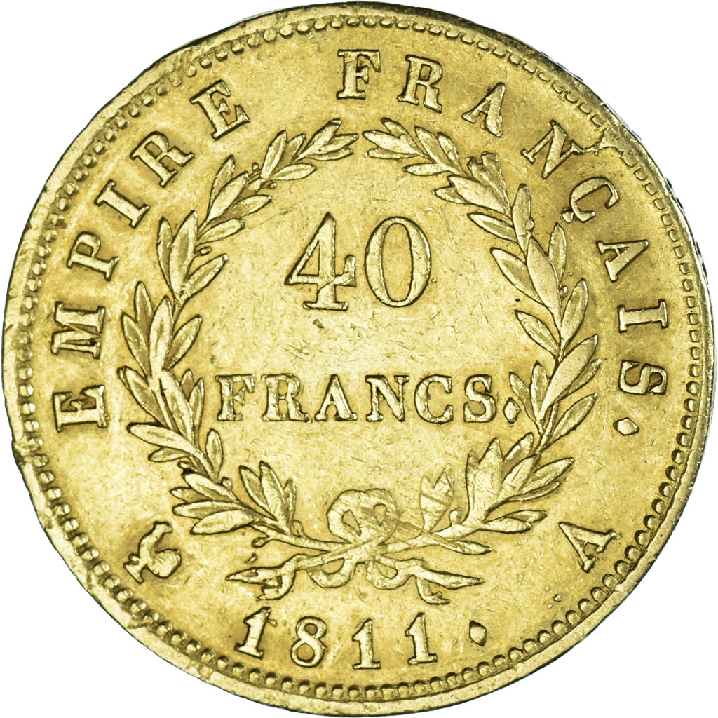 Moneda, Francia, Napoleon I, 40 Francs, 1811, Paris, MBC, Oro, KM:696.1