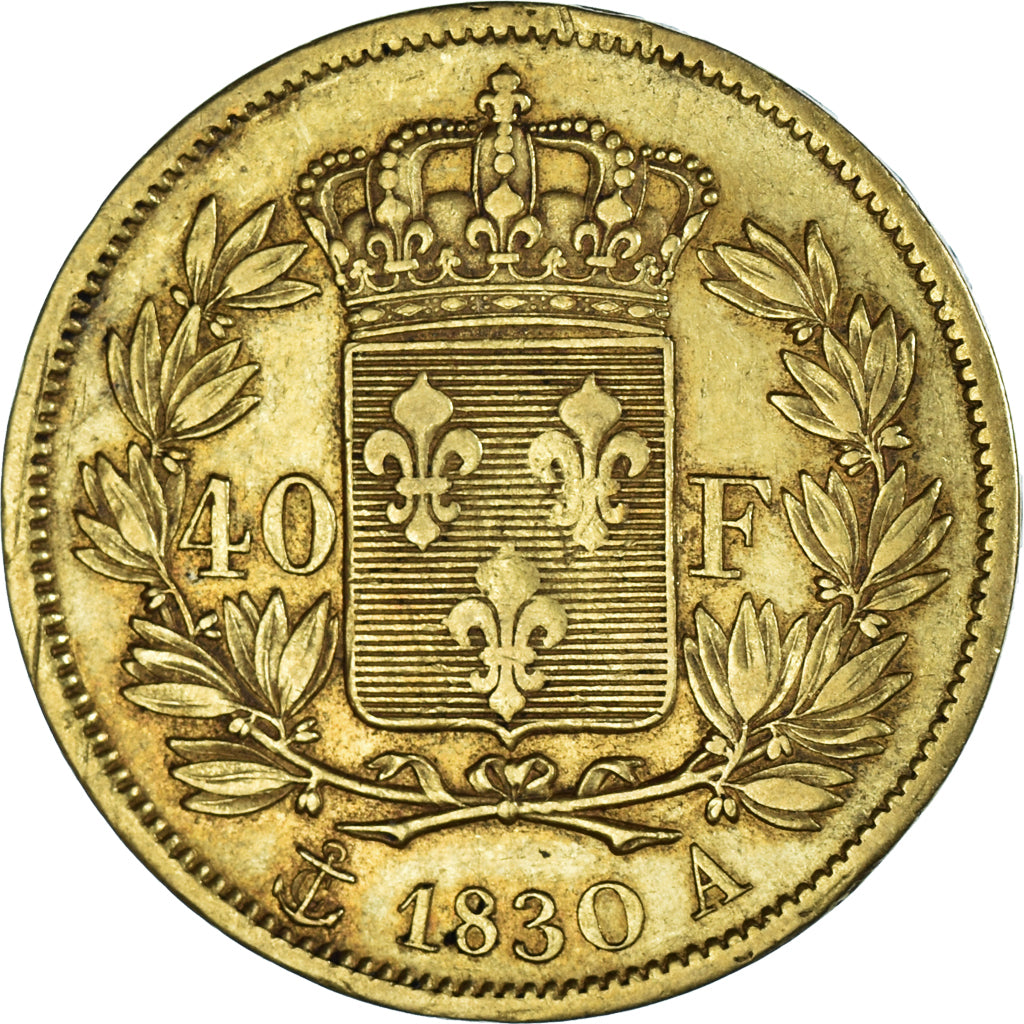Moneta, Francia, Charles X, 40 Francs, 1830, Paris, BB, Oro, KM:721.1