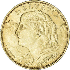 Coin, Switzerland, 10 Francs, 1915, Bern, AU(55-58), Gold, KM:36