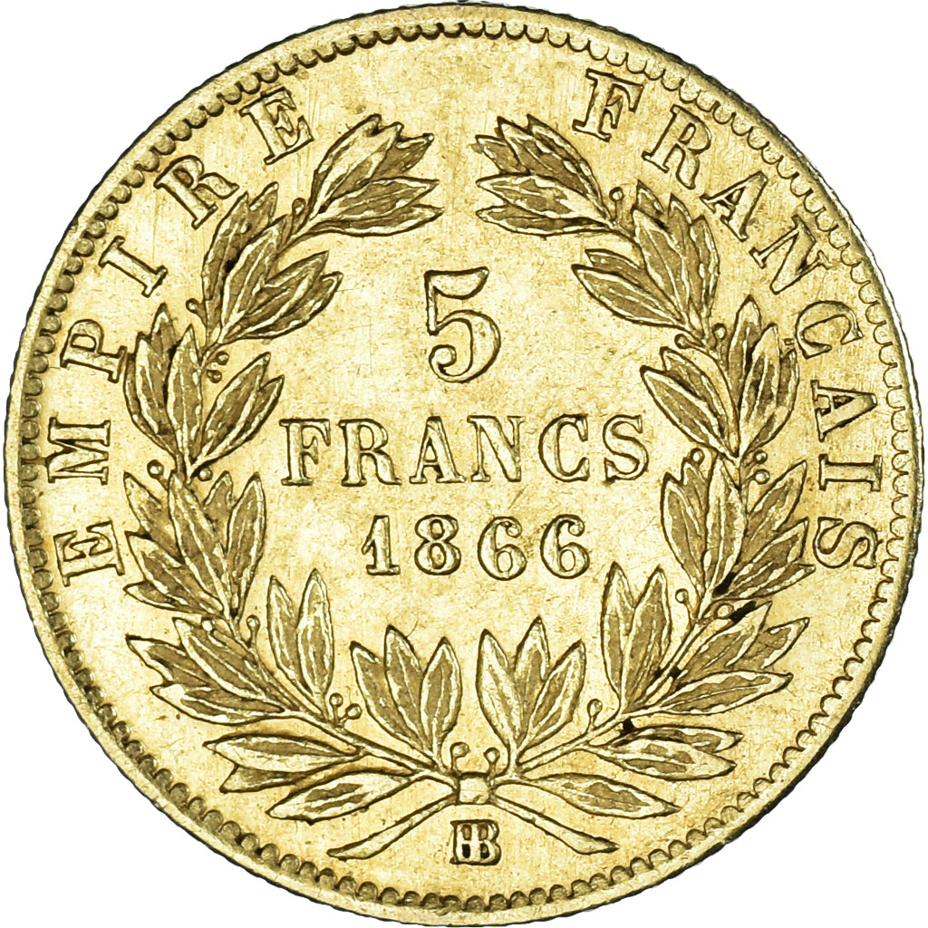 Coin, France, Napoleon III, Napoléon III, 5 Francs, 1866, Paris, AU(50-53)
