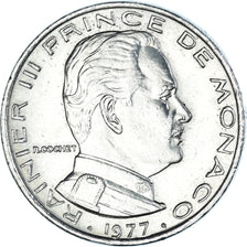 Coin, Monaco, Rainier III, 1/2 Franc, 1977, AU(50-53), Nickel, KM:145