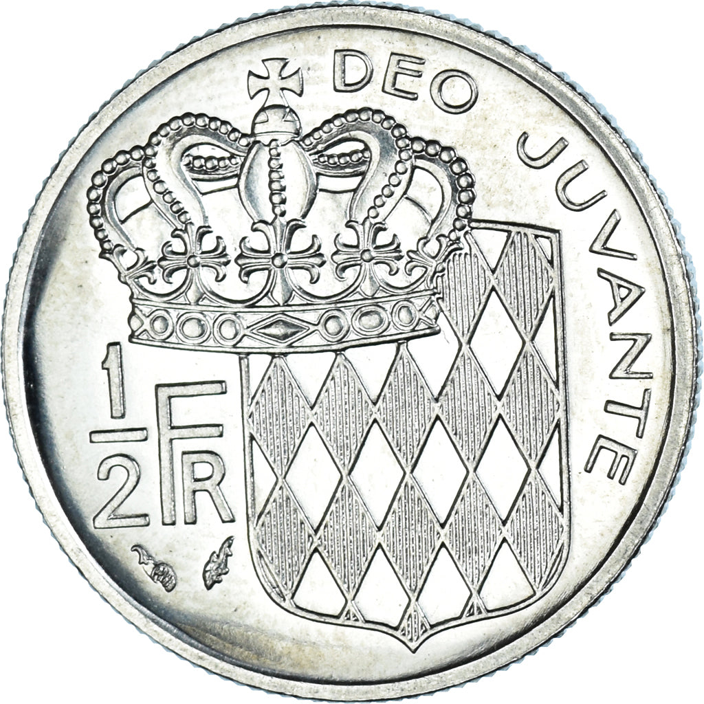 Coin, Monaco, Rainier III, 1/2 Franc, 1982, AU(50-53), Nickel, KM:145