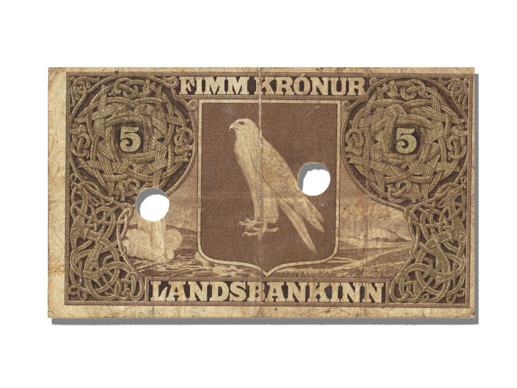 Biljet, IJsland, 5 Kronur, 1900-01-12, TB+