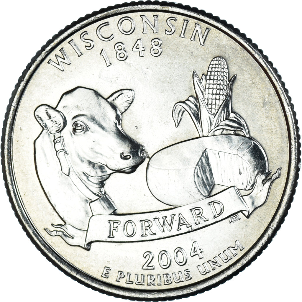 Moneda, Estados Unidos, Quarter, 2004, U.S. Mint, Philadelphia, Wisconsin 1848
