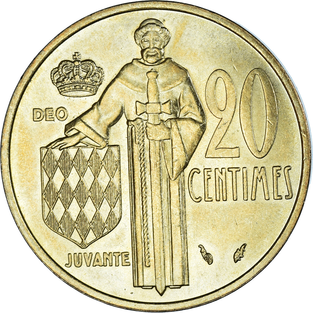 Coin, Monaco, Rainier III, 20 Centimes, 1976, MS(60-62), Aluminum-Bronze