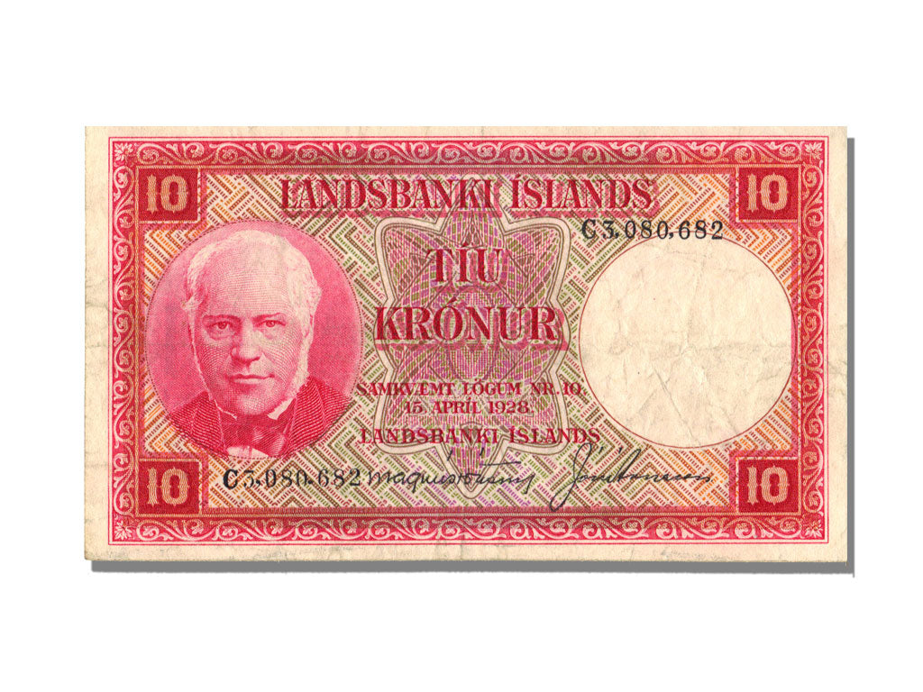 Iceland, 10 Kronur, 1928, 1928-04-15, AU(55-58)