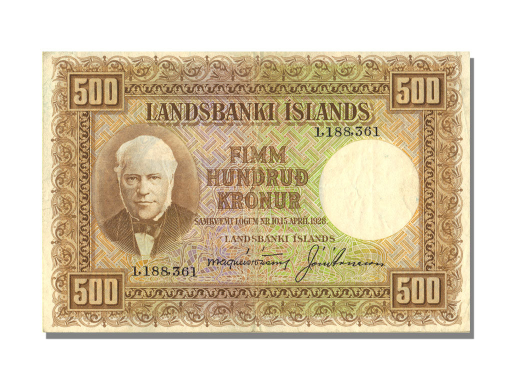 Iceland, 500 Krónur, 1928, KM #36a, 1928-04-15, AU(55-58), 1.188.361
