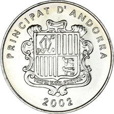 Coin, Andorra, 10 Centims, 2002, MS(63), Brass, KM:182